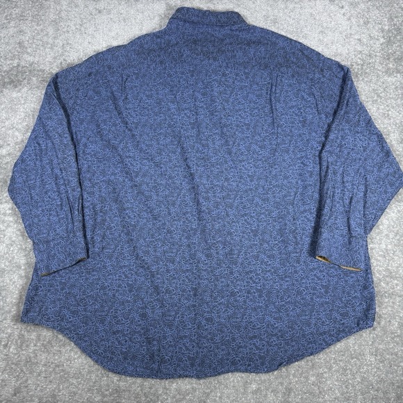 Jhane Barnes Shirt Men's 3XB Blue Silk Blend Long Sleeve Button Up Textured - Picture 3 of 7